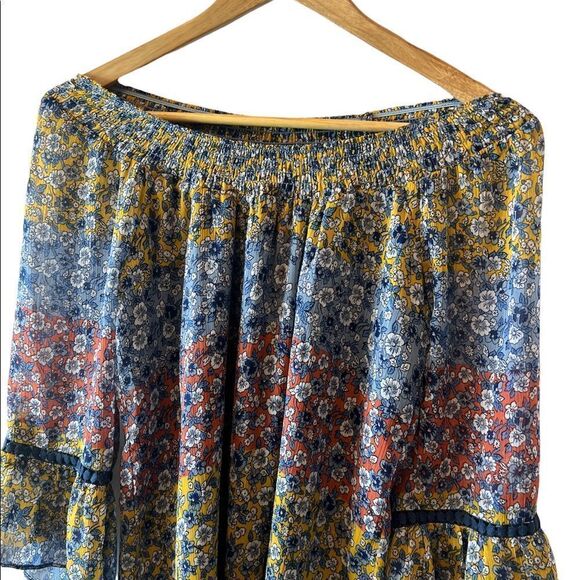 WESTPORT Floral Off The Shoulder Boho Flair Sleeve Flowy Top XS - Picture 2 of 9